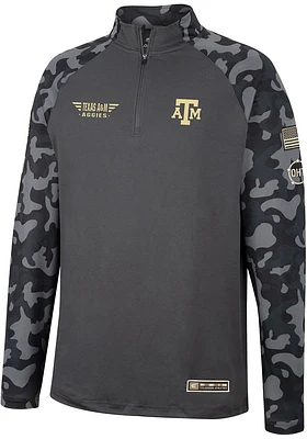 Colosseum Texas A&M Aggies Mens Charcoal OHT Long Range Camo Sleeve Qtr Zip Pullover