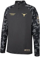 Colosseum Texas Longhorns Mens Charcoal OHT Long Range Camo Sleeve Qtr Zip Pullover