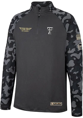 Colosseum Texas Tech Red Raiders Mens Charcoal OHT Long Range Camo Sleeve Qtr Zip Pullover