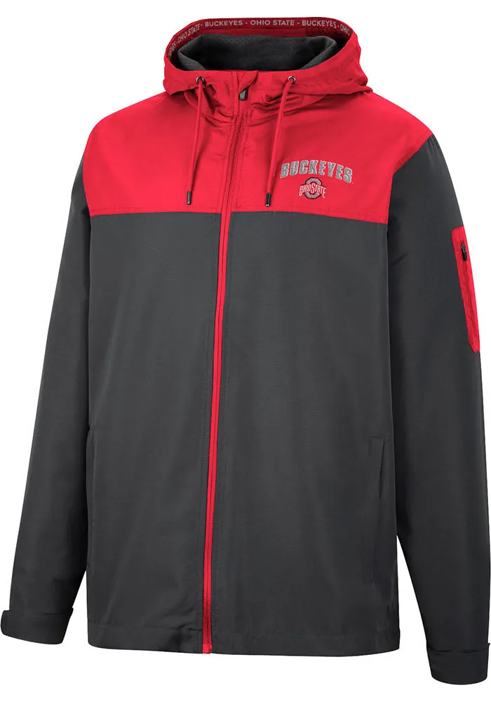 Colosseum Ohio State Buckeyes Mens Red Staff Hooded Windbreaker Light Weight Jacket