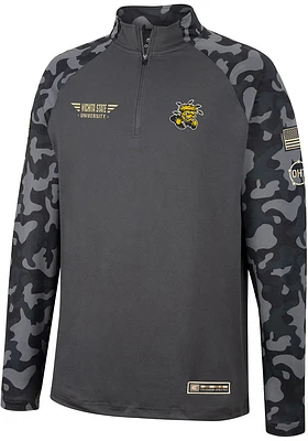 Colosseum Wichita State Shockers Mens Charcoal OHT Long Range Camo Sleeve Qtr Zip Pullover