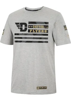 Colosseum Dayton Flyers Grey Shockwave Camo Flag Short Sleeve T Shirt