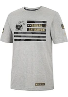 Colosseum Kansas Jayhawks Grey OHT Shockwave Camo Flag Short Sleeve T Shirt
