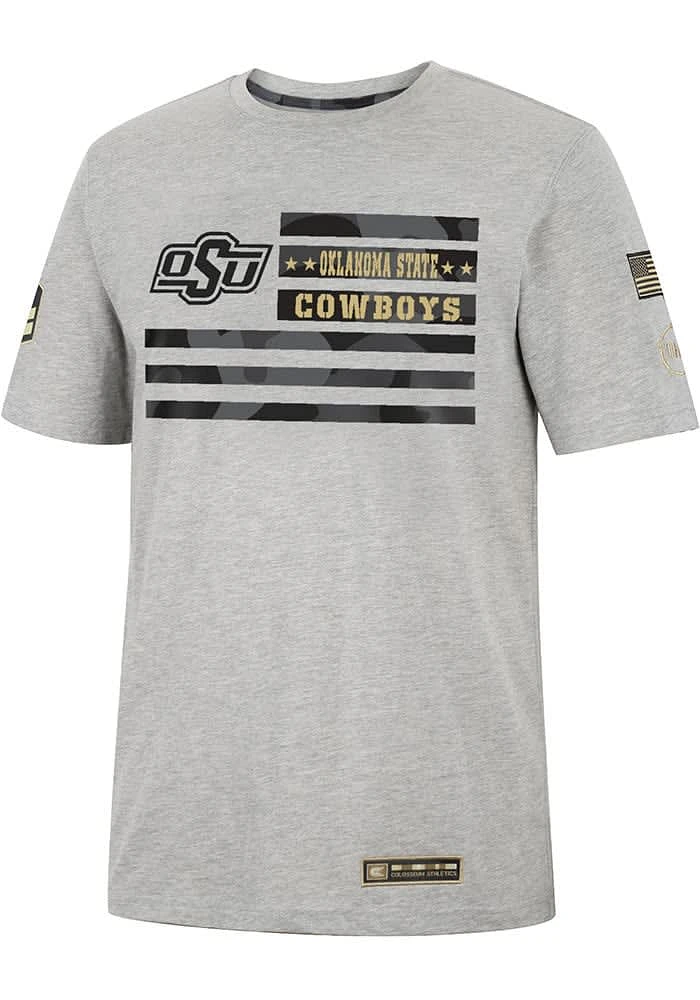 Colosseum Oklahoma State Cowboys Grey OHT Shockwave Camo Flag Short Sleeve T Shirt