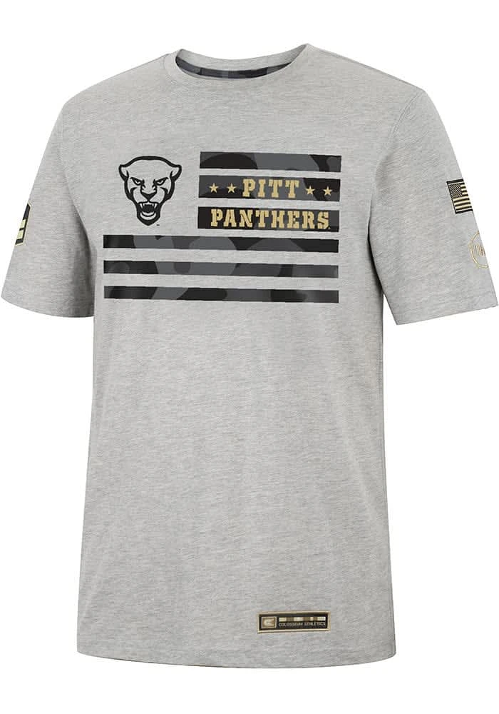Colosseum Pitt Panthers Grey OHT Shockwave Camo Flag Short Sleeve T Shirt