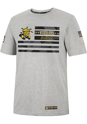 Colosseum Wichita State Shockers Grey OHT Shockwave Camo Flag Short Sleeve T Shirt