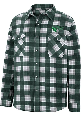 Colosseum North Texas Mean Green Mens Kelly Ellis Plaid Polar Fleece Snap Light Weight Jacke..
