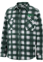 Colosseum North Texas Mean Green Mens Kelly Ellis Plaid Polar Fleece Snap Light Weight Jacke..