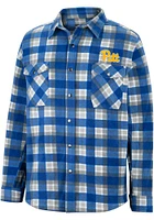 Colosseum Pitt Panthers Mens Blue Ellis Plaid Polar Fleece Snap Light Weight Jacket
