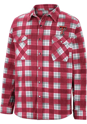 Colosseum Texas Tech Red Raiders Mens Ellis Plaid Polar Fleece Snap Light Weight Jacket