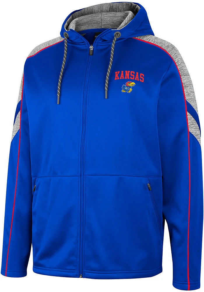 Colosseum Kansas Jayhawks Mens Blue Johnson Long Sleeve Zip