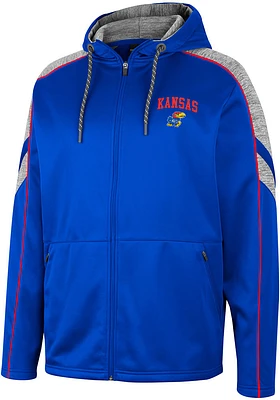 Colosseum Kansas Jayhawks Mens Blue Johnson Long Sleeve Zip