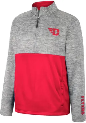 Colosseum Dayton Flyers Mens Red John Long Sleeve Qtr Zip Pullover