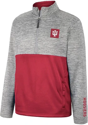 Colosseum Indiana Hoosiers Mens Crimson John Long Sleeve Qtr Zip Pullover