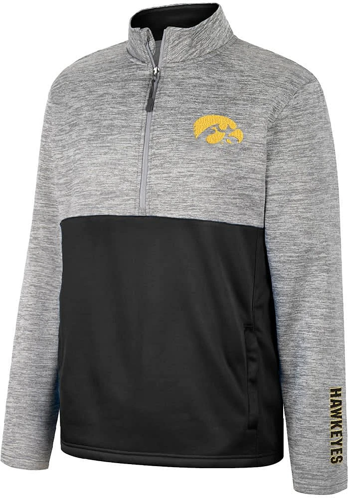 Colosseum Iowa Hawkeyes Mens Black John Long Sleeve Qtr Zip Pullover