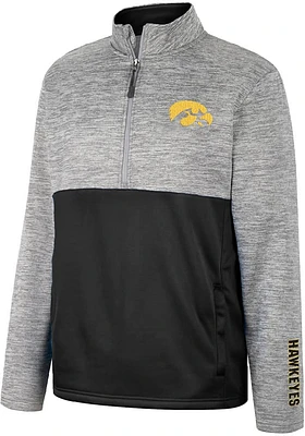 Colosseum Iowa Hawkeyes Mens Black John Long Sleeve Qtr Zip Pullover