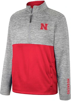 Colosseum Nebraska Cornhuskers Mens Red John Long Sleeve Qtr Zip Pullover