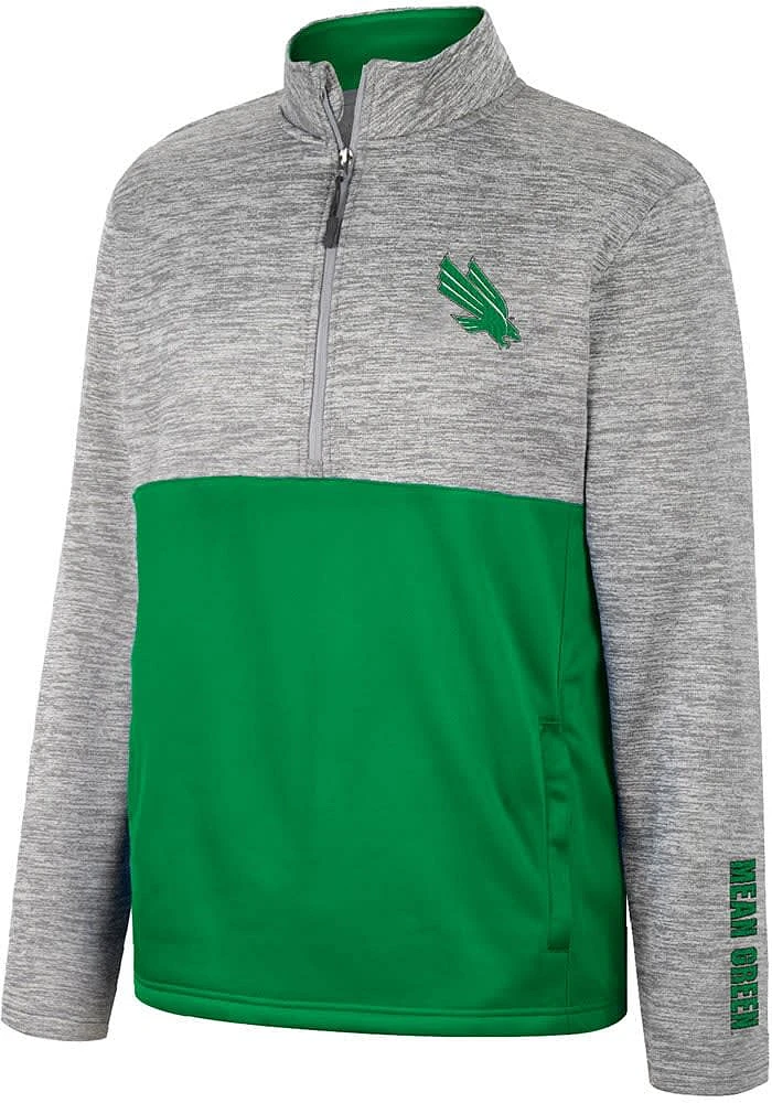 Colosseum North Texas Mean Green Mens Kelly John Long Sleeve Qtr Zip Pullover