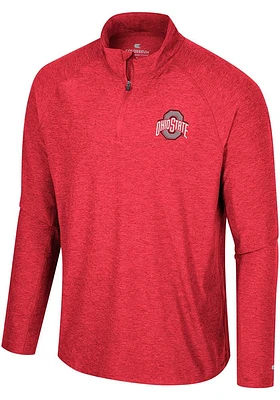 Colosseum Ohio State Buckeyes Mens Red Skynet Long Sleeve Qtr Zip Pullover