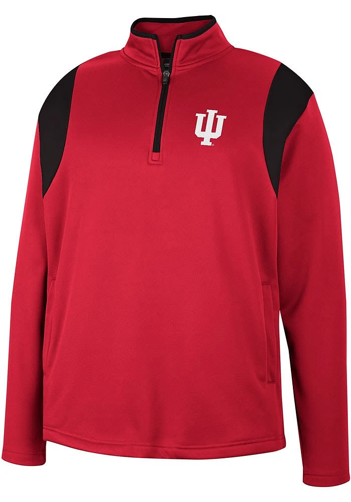 Colosseum Indiana Hoosiers Mens Crimson Bubby Fleece Long Sleeve Qtr Zip Pullover