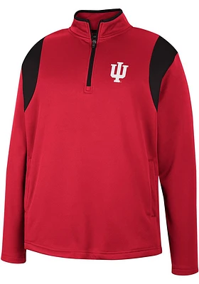 Colosseum Indiana Hoosiers Mens Crimson Bubby Fleece Long Sleeve Qtr Zip Pullover