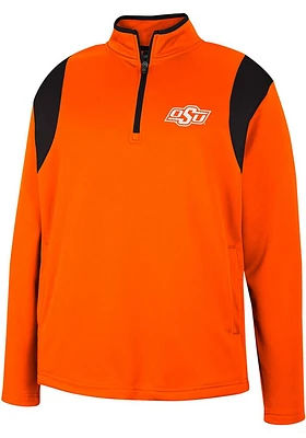 Colosseum Oklahoma State Cowboys Mens Orange Bubby Fleece Long Sleeve Qtr Zip Pullover
