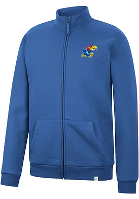 Colosseum Kansas Jayhawks Mens Blue Gruber Long Sleeve Full Zip Jacket