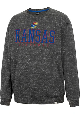 Colosseum Kansas Jayhawks Mens Charcoal Throw Quite A Party Long Sleeve Fashion Sweatshirt
