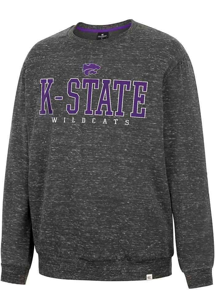 Colosseum K-State Wildcats Mens Charcoal Throw Quite A Party Long Sleeve Fashion Sweatshirt