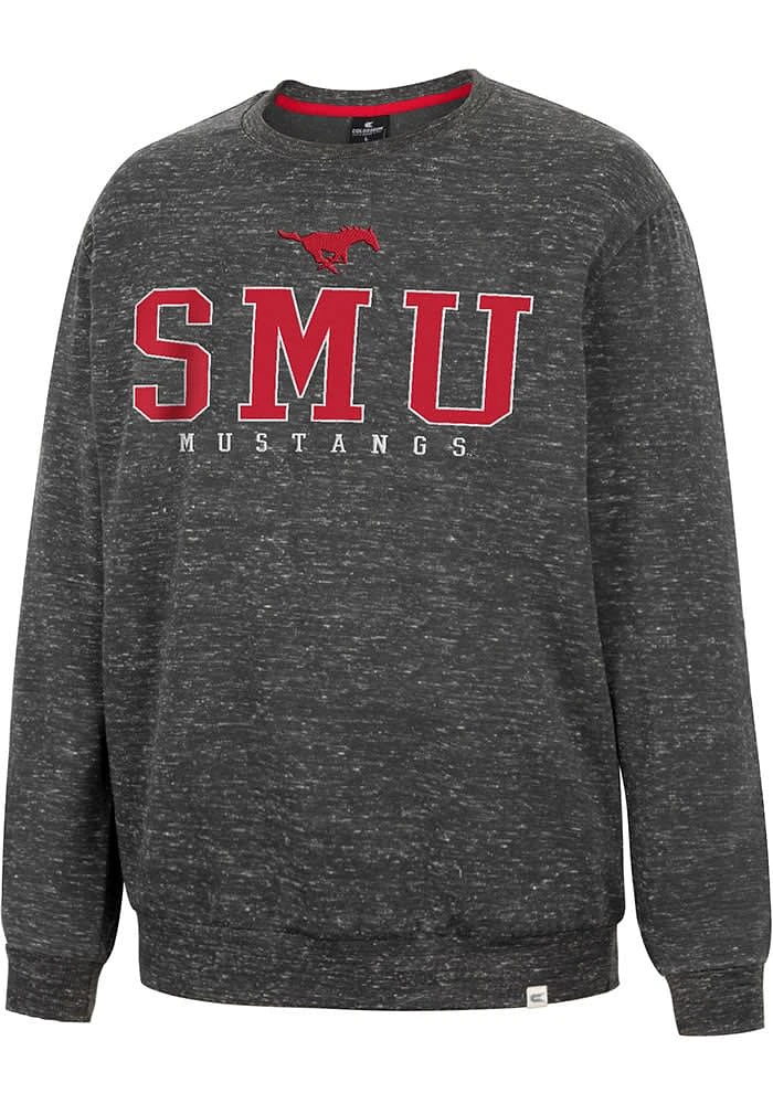 Colosseum SMU Mustangs Mens Charcoal Throw Quite A Party Long Sleeve Fashion Sweatshirt