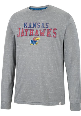 Colosseum Kansas Jayhawks Grey Youre Charge Long Sleeve T Shirt