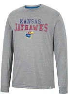 Colosseum Kansas Jayhawks Grey Youre Charge Long Sleeve T Shirt