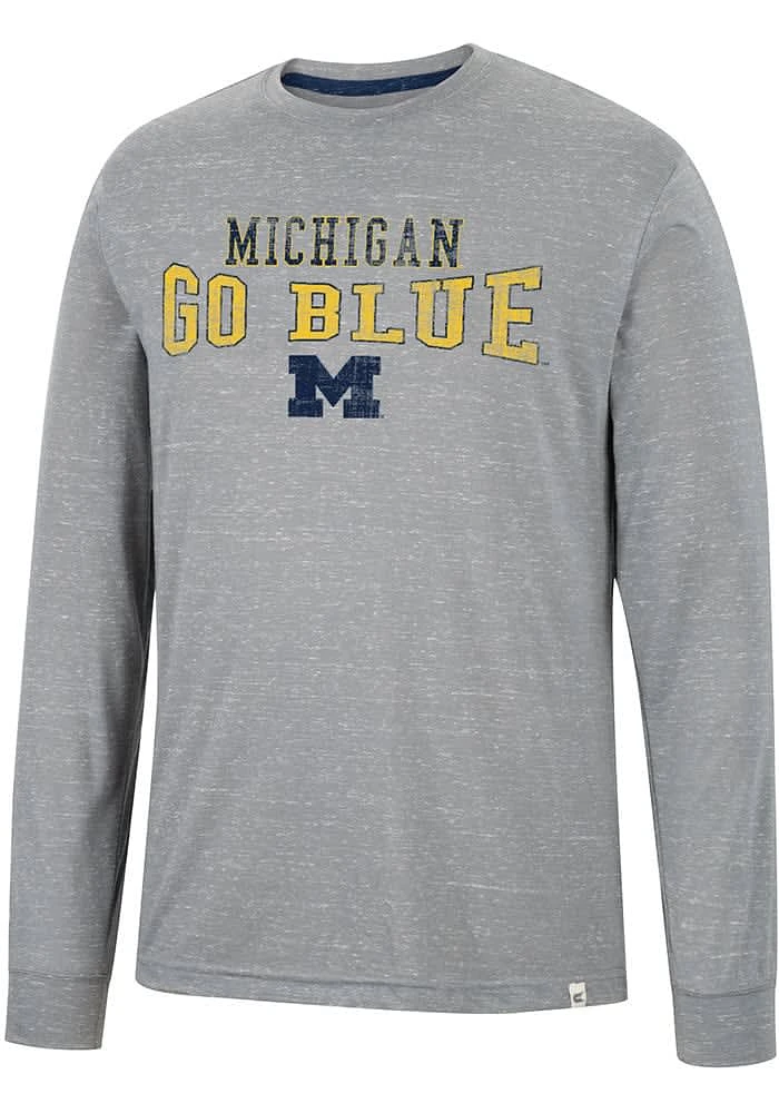 Colosseum Michigan Wolverines Grey Youre Charge Long Sleeve T Shirt