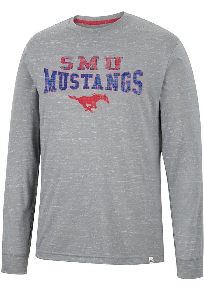 Colosseum SMU Mustangs Grey Youre Charge Long Sleeve T Shirt