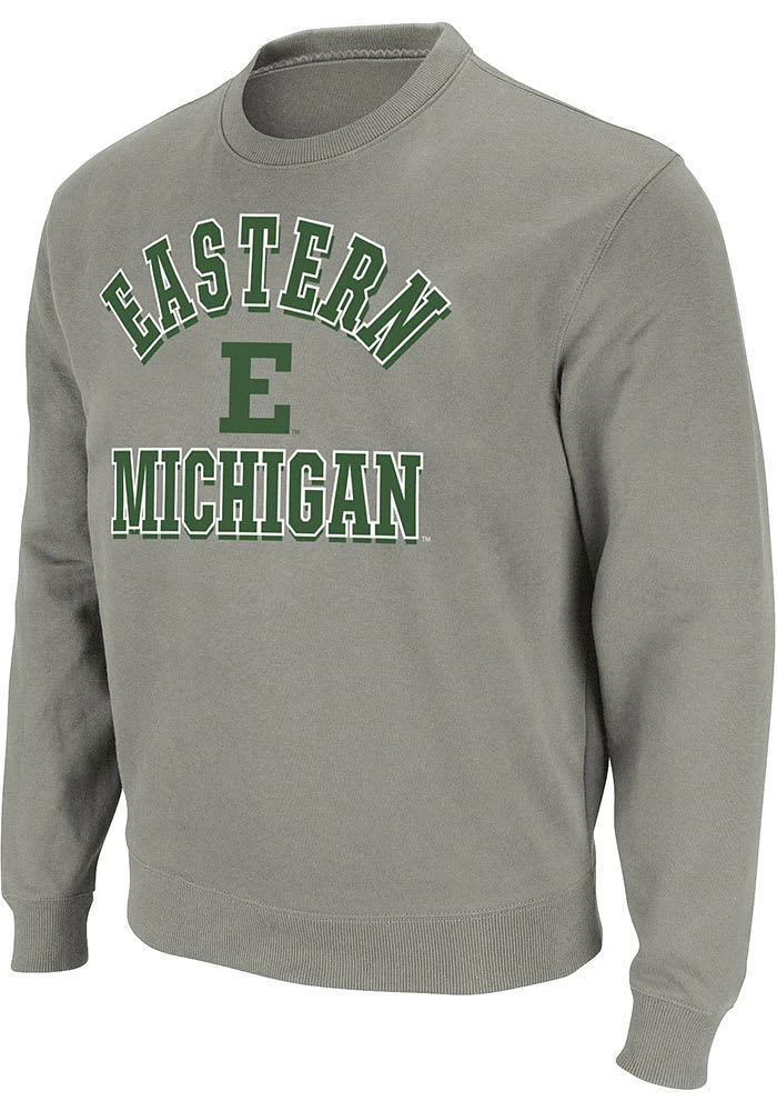 Colosseum Eastern Michigan Eagles Mens Grey Stadium Number One Long Sleeve Crew Sweatshirt