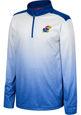 Colosseum Kansas Jayhawks Youth Blue Max Long Sleeve Quarter Zip Shirt