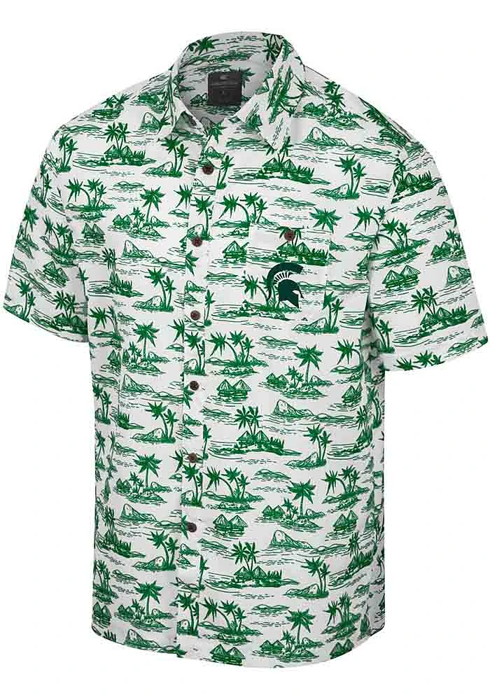 Colosseum Michigan State Spartans Mens White Spontaneous Short Sleeve Dress Shirt
