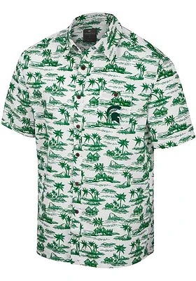 Colosseum Michigan State Spartans Mens White Spontaneous Short Sleeve Dress Shirt