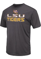 Colosseum LSU Tigers Grey Stacked Name Short Sleeve T Shirt