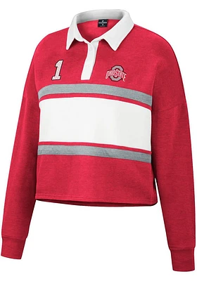 Colosseum Ohio State Buckeyes Womens Red Rugby LS Tee