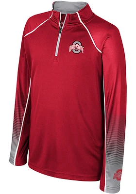 Colosseum Ohio State Buckeyes Youth Red Armada Long Sleeve Quarter Zip Shirt