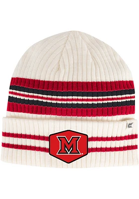 Colosseum Miami RedHawks White Trainer Striped Beanie Mens Knit Hat