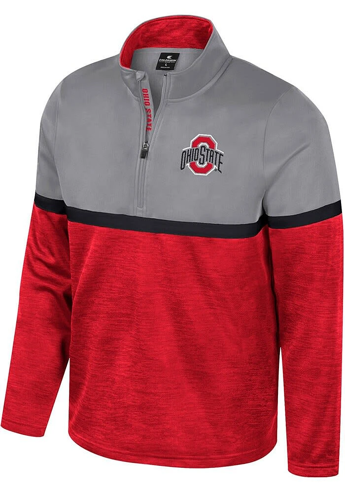 Colosseum Ohio State Buckeyes Mens Red Meekus Long Sleeve Qtr Zip Pullover