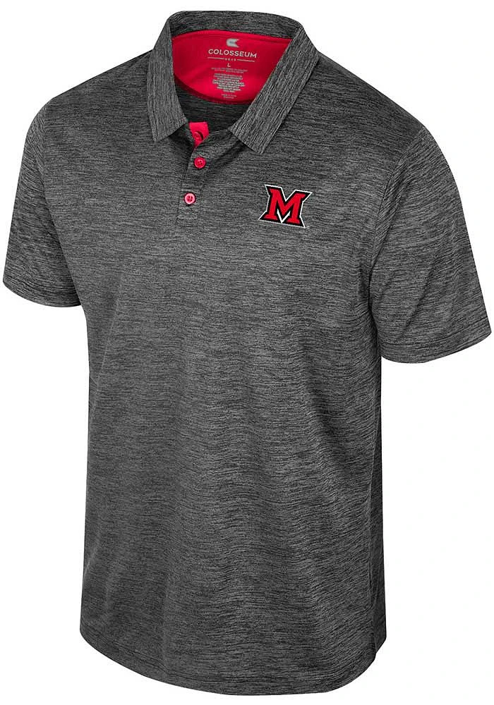 Colosseum Miami RedHawks Mens Black Prime Short Sleeve Polo