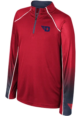 Colosseum Dayton Flyers Youth Red Armada Long Sleeve Quarter Zip Shirt