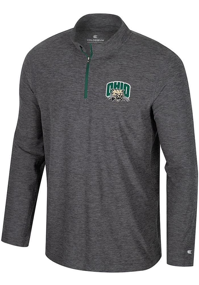 Colosseum Ohio Bobcats Mens Charcoal Hartman Long Sleeve 1/4 Zip Pullover