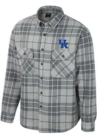 Colosseum Kentucky Wildcats Mens Grey Coal Plaid Button Up Medium Weight Jacket