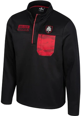 Colosseum Ohio State Buckeyes Mens Black On Our Honor Snap Long Sleeve Qtr Zip Pullover