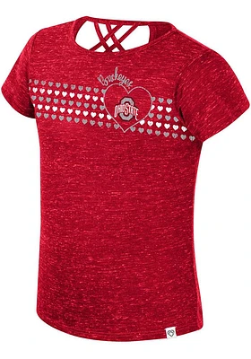 Colosseum Ohio State Buckeyes Girls Red Star Court Short Sleeve Tee