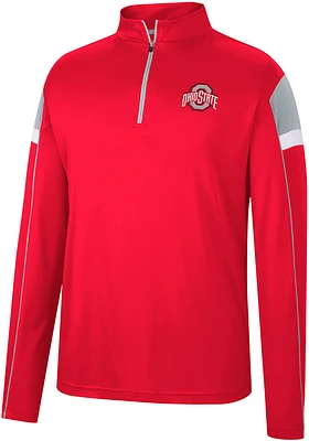 Colosseum Ohio State Buckeyes Mens Red Athletic O Long Sleeve Qtr Zip Pullover